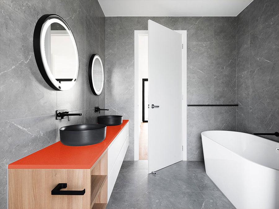 Rwraps™ Gloss Metallic Fire Red Bathroom Countertop Wraps