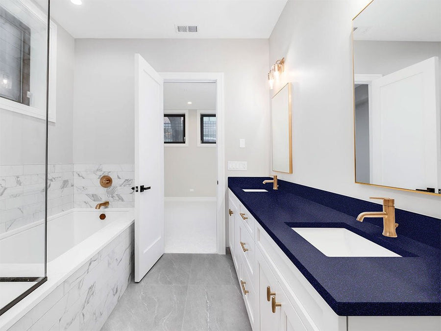 Rwraps Gloss Metallic Midnight Blue DIY Built-In Bathroom Countertop Wraps