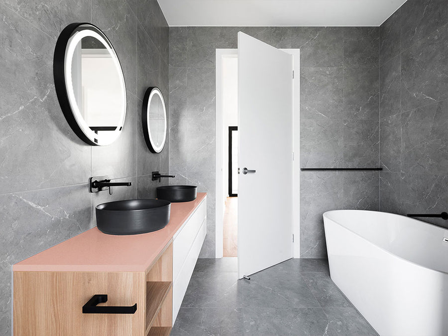 Rwraps™ Gloss Metallic Rose Gold Bathroom Countertop Wraps