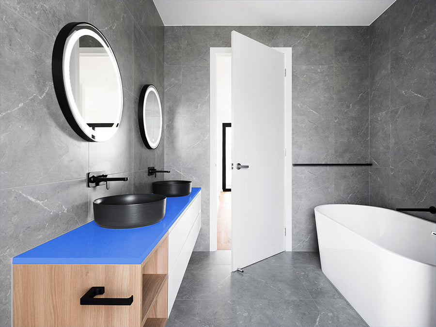 Rwraps™ Gloss Metallic Sapphire Bathroom Countertop Wraps