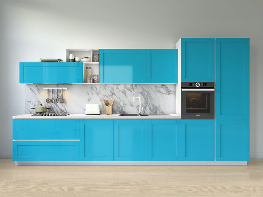 Rwraps™ Gloss Sky Blue Kitchen Cabinet Wraps