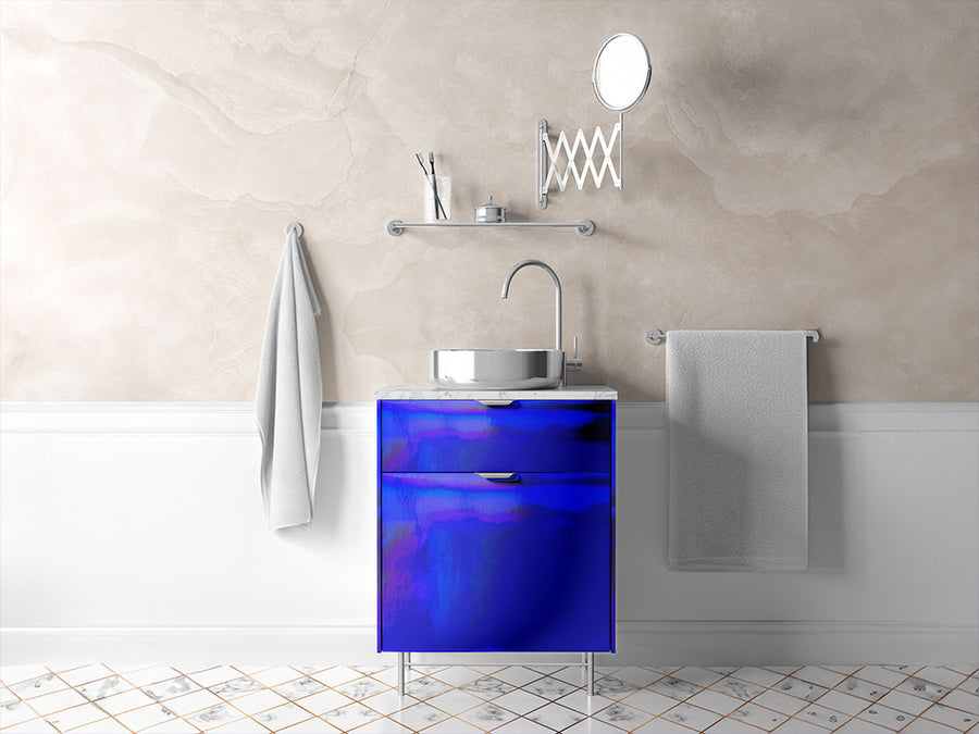 Rwraps™ Holographic Chrome Blue Neochrome Bathroom Cabinet Wraps