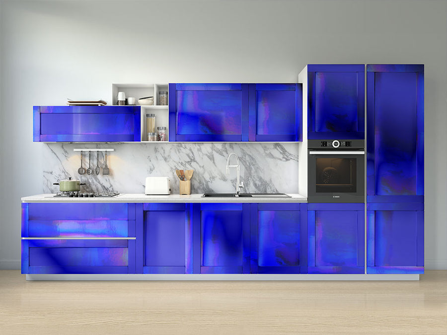 Rwraps™ Holographic Chrome Blue Neochrome Kitchen Cabinet Wraps