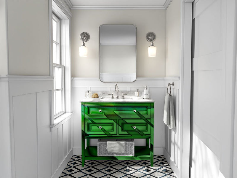 Rwraps Holographic Chrome Green Neochrome DIY Bathroom Cabinet Wraps
