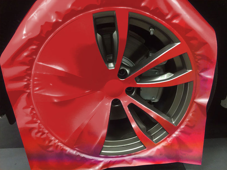 Rwraps™ Holographic Chrome Red Neochrome Custom Wheel Installation Process