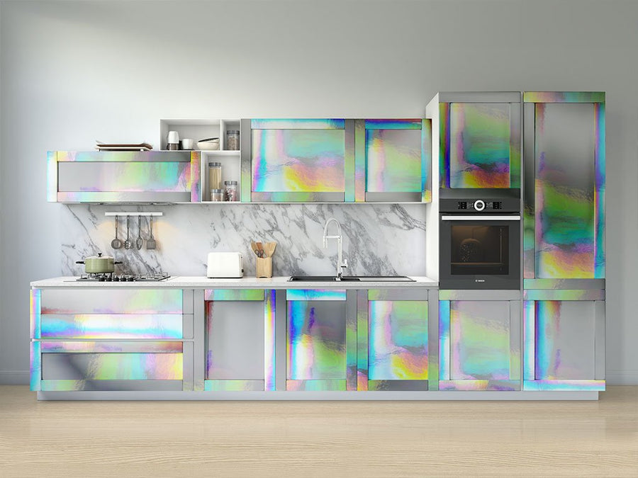 Rwraps™ Holographic Chrome Silver Neochrome Kitchen Cabinet Wraps