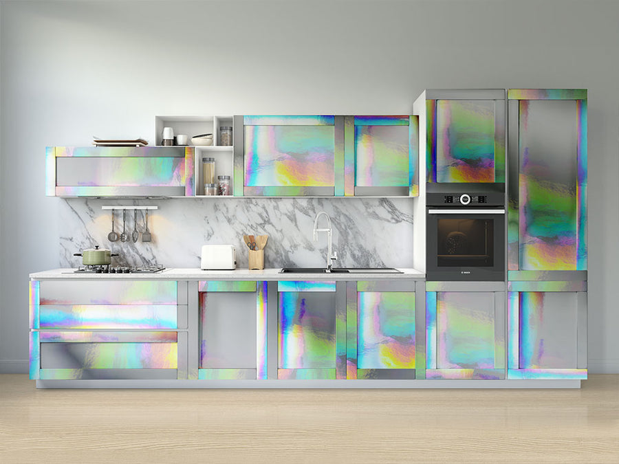 Rwraps™ Holographic Chrome Silver Neochrome Kitchen Cabinet Wraps