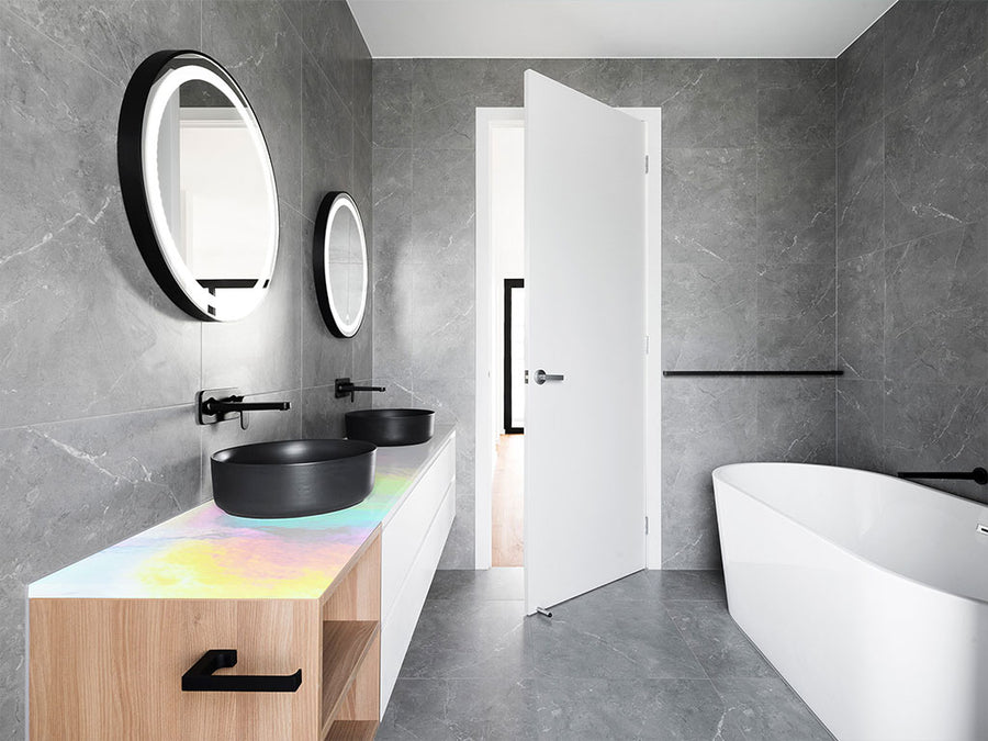 Rwraps™ Holographic Chrome Silver Neochrome Bathroom Countertop Wraps