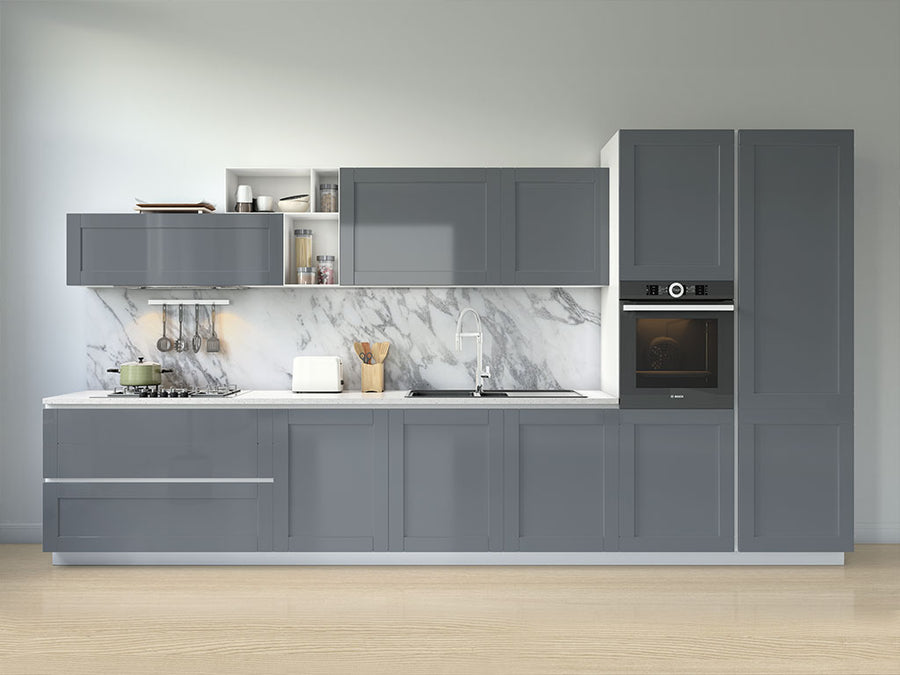 Rwraps™ Hyper Gloss Gray Kitchen Cabinet Wraps