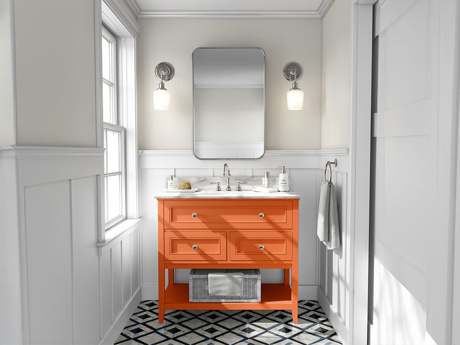 Rwraps Hyper Gloss Orange DIY Bathroom Cabinet Wraps
