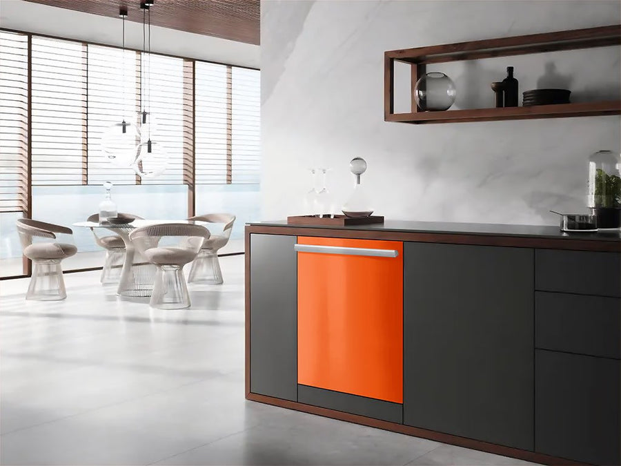 Rwraps™ Hyper Gloss Orange Wrapped Dishwasher Example