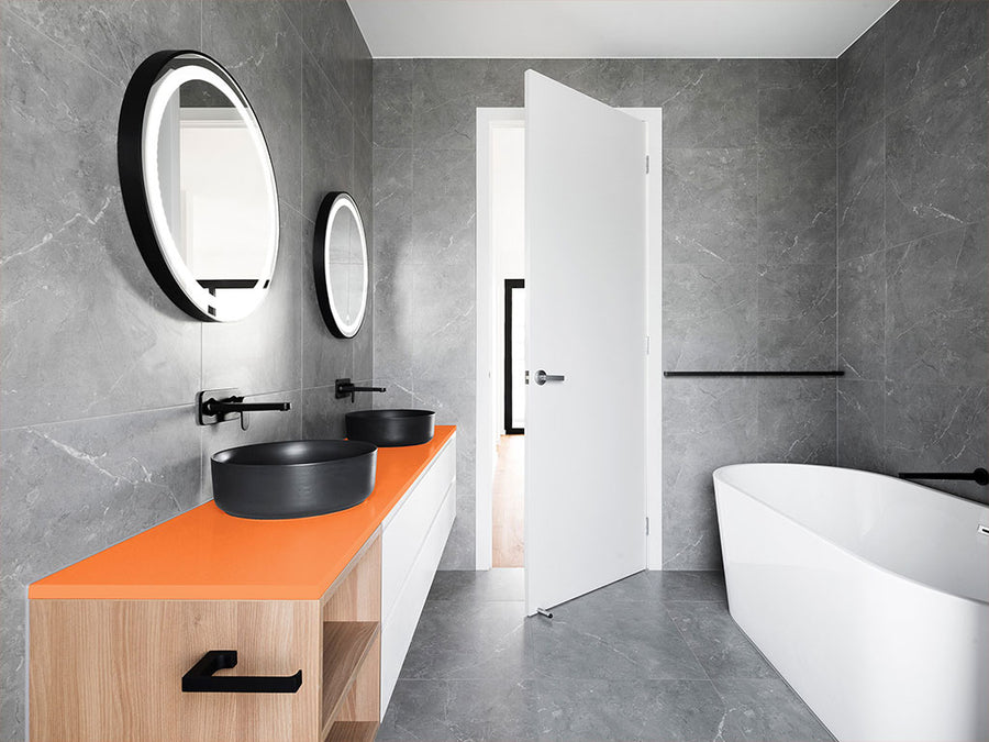 Rwraps™ Hyper Gloss Orange Bathroom Countertop Wraps