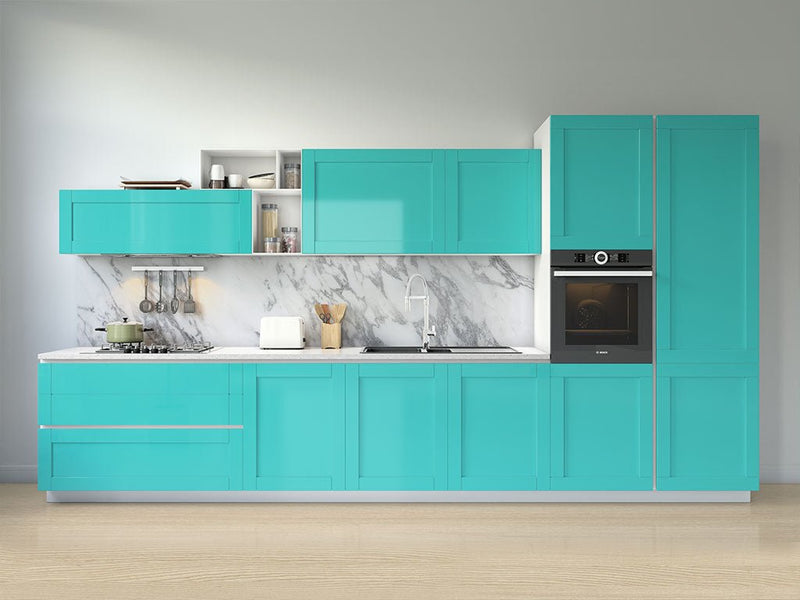 Rwraps™ Hyper Gloss Turquoise Kitchen Cabinet Wraps