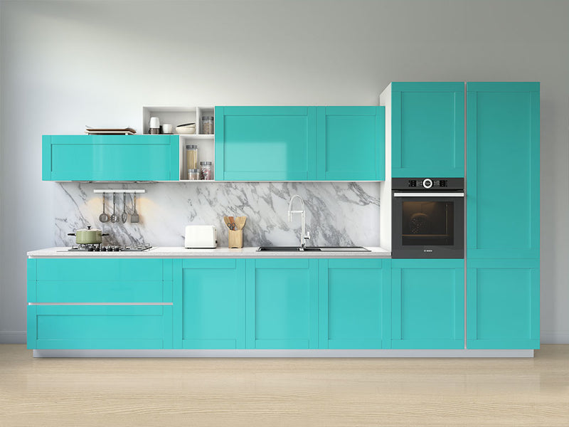 Rwraps™ Hyper Gloss Turquoise Kitchen Cabinet Wraps