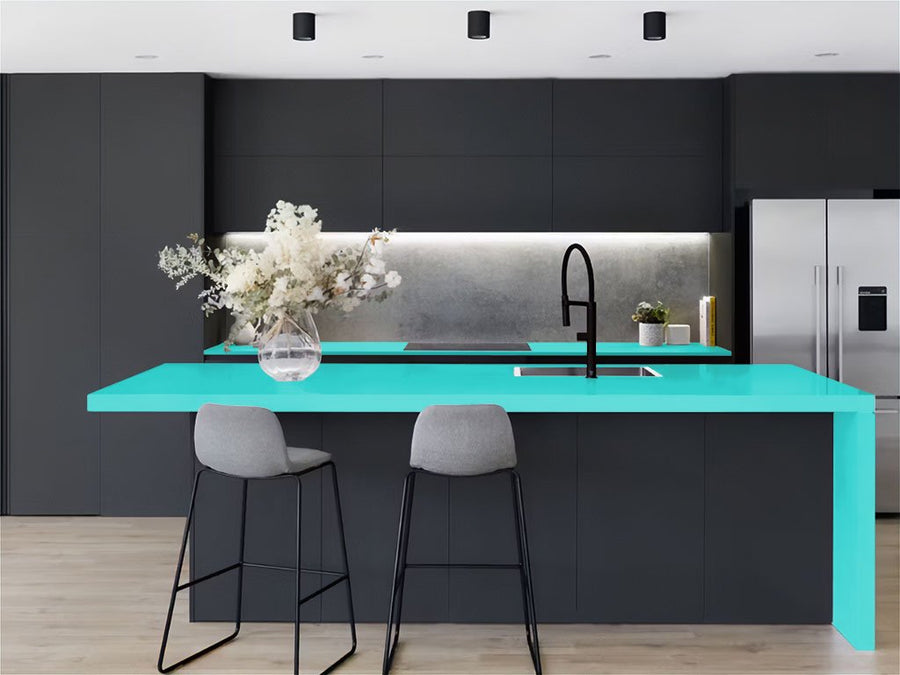 Rwraps™ Hyper Gloss Turquoise Kitchen Countertop Wraps