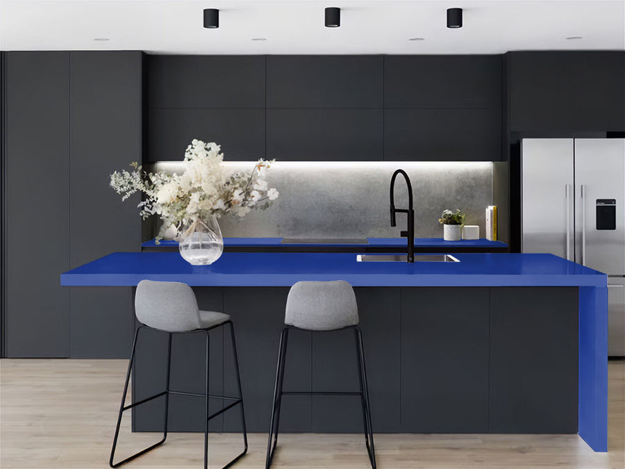 Rwraps™ Matte Chrome Blue Kitchen Countertop Wraps