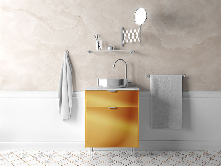 Rwraps™ Matte Chrome Gold Bathroom Cabinet Wraps