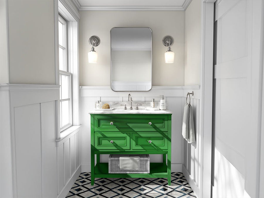 Rwraps Matte Chrome Green DIY Bathroom Cabinet Wraps