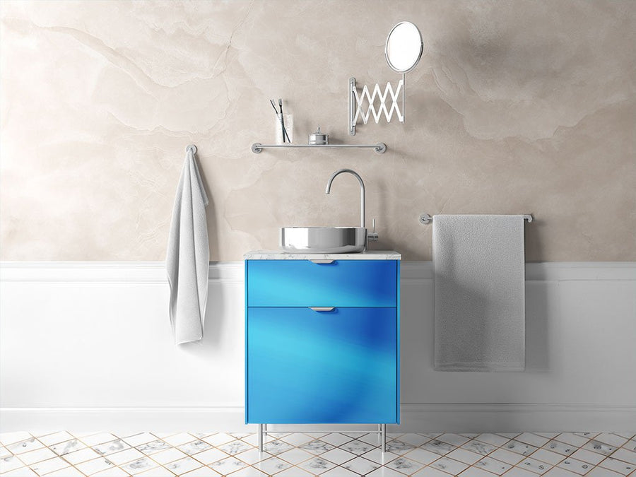 Rwraps™ Matte Chrome Light Blue Bathroom Cabinet Wraps