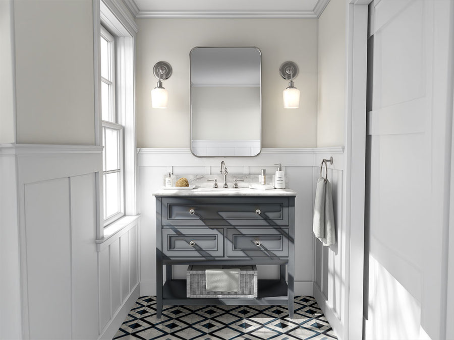 Rwraps Matte Chrome Dark Gray Fog (Metallic) DIY Bathroom Cabinet Wraps