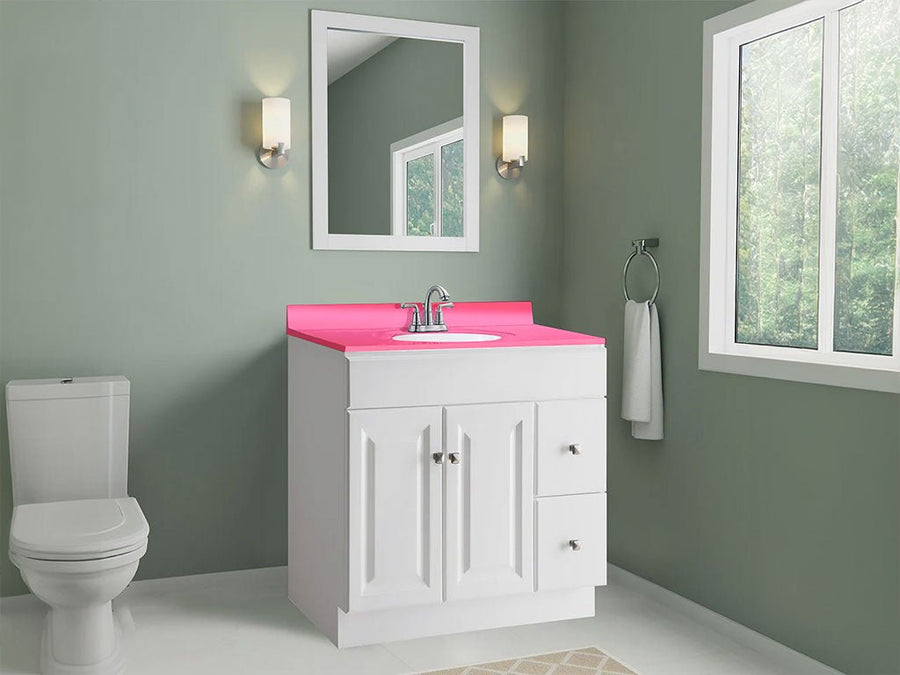 Rwraps Matte Chrome Pink Rose Custom Bathroom Counter Wraps