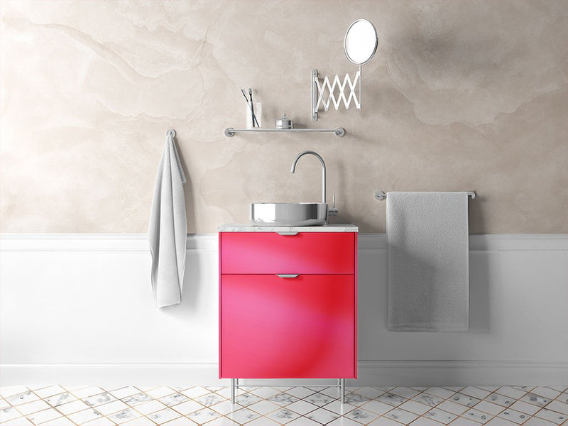 Rwraps™ Matte Chrome Pink Rose Bathroom Cabinet Wraps