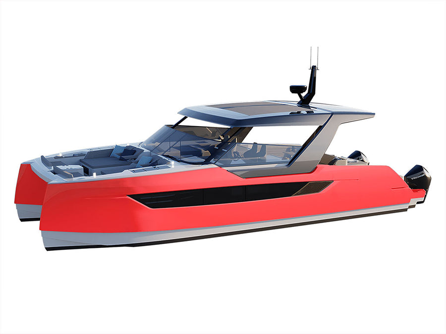 Rwraps Matte Chrome Red Catamaran Dual-Hull Vinyl Film Wraps
