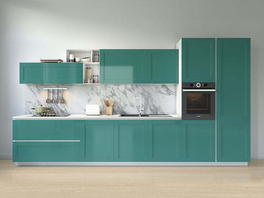 Rwraps™ Satin Metallic Emerald Green Kitchen Cabinet Wraps