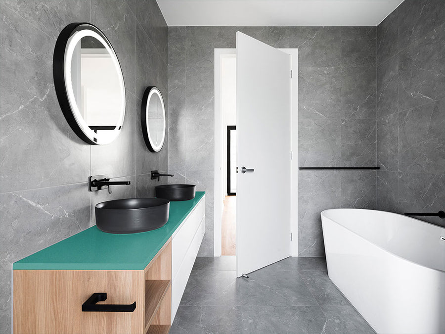Rwraps™ Satin Metallic Emerald Green Bathroom Countertop Wraps