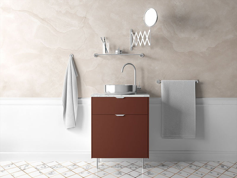 Rwraps™ Satin Metallic Flame Red Bathroom Cabinet Wraps