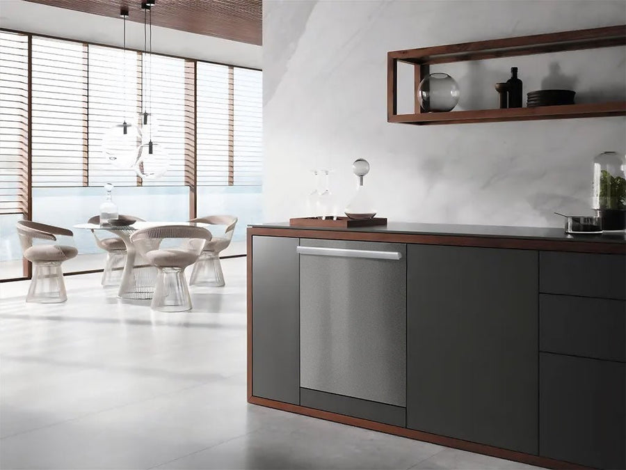 Rwraps™ Satin Metallic Gray Wrapped Dishwasher Example