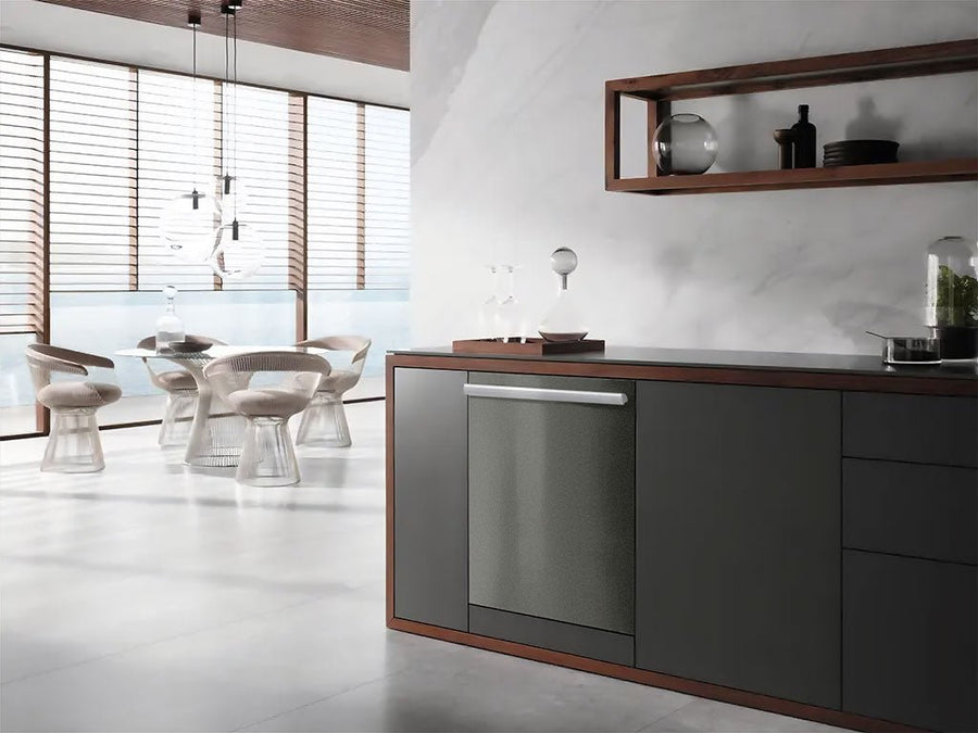 Rwraps™ Satin Metallic Gunsmoke Gray Wrapped Dishwasher Example