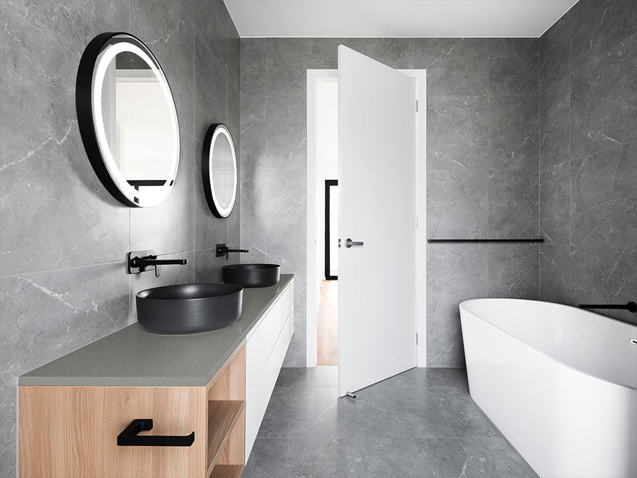 Rwraps™ Satin Metallic Gunsmoke Gray Bathroom Countertop Wraps