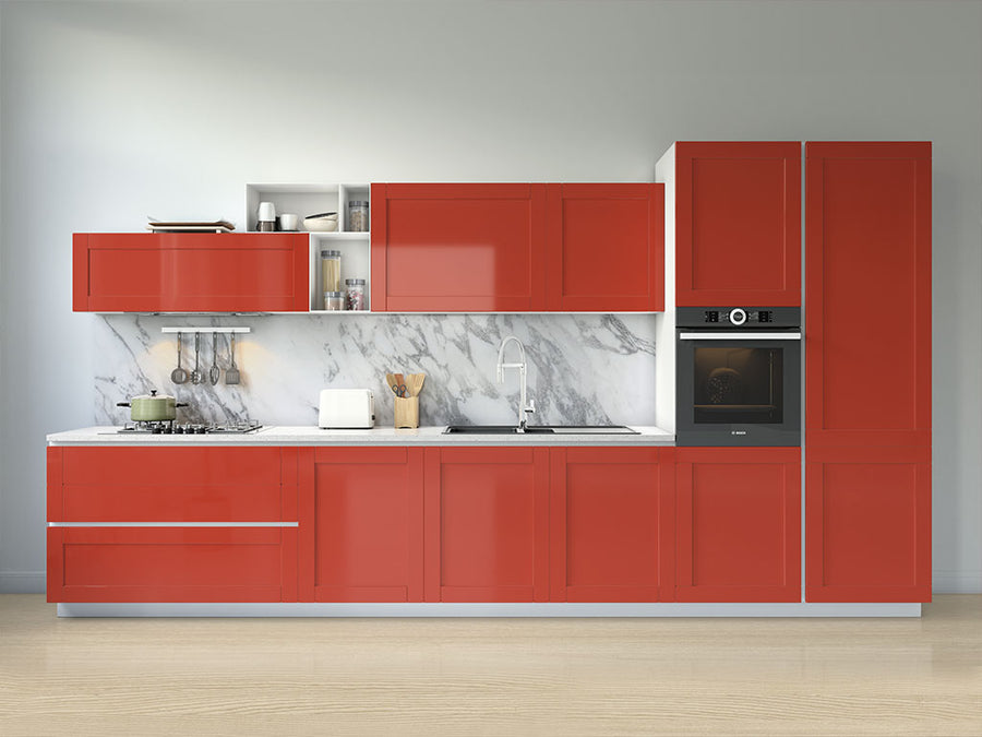 Rwraps™ Satin Metallic Red Kitchen Cabinet Wraps