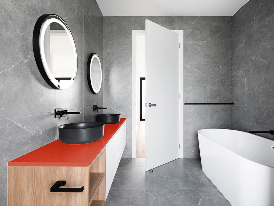 Rwraps™ Satin Metallic Red Bathroom Countertop Wraps