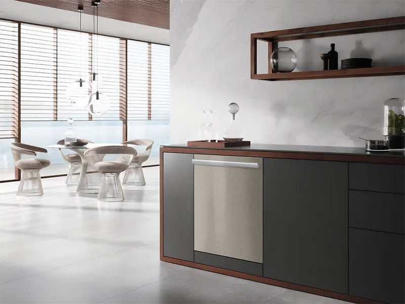 Rwraps™ Satin Metallic Silver Wrapped Dishwasher Example
