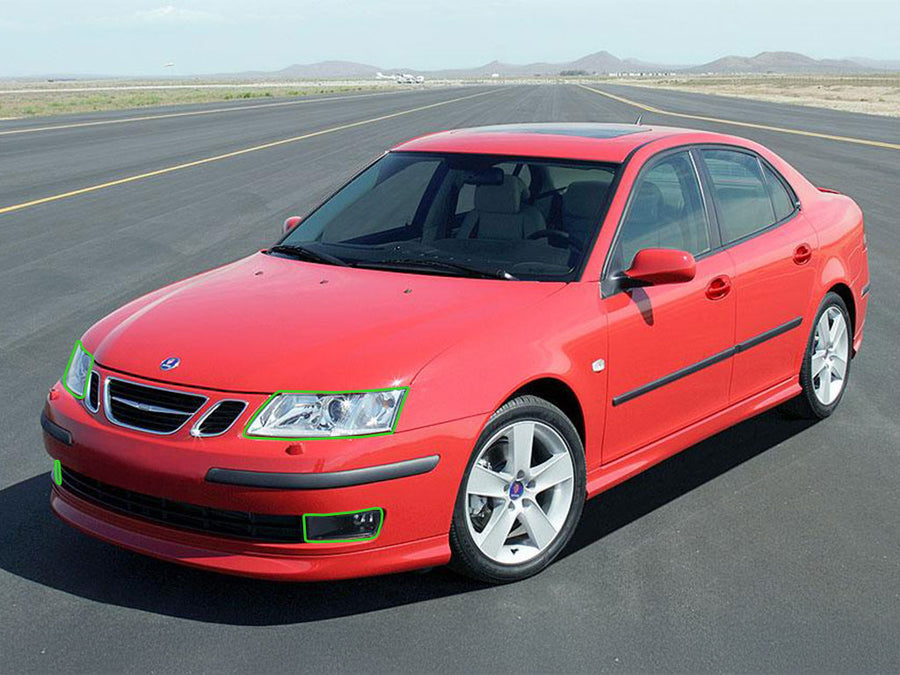 saab 9-3 2003-2007 Headlight Protection Installation Location