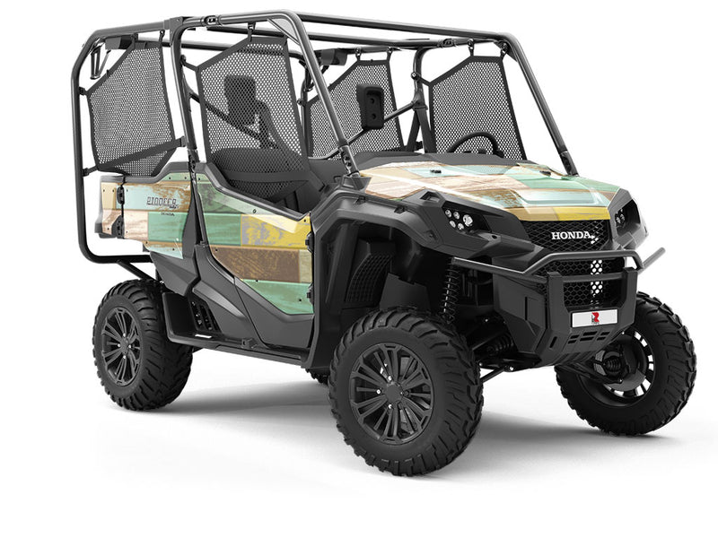 Sage Stain Wooden Parquet Utility Vehicle Vinyl Wrap