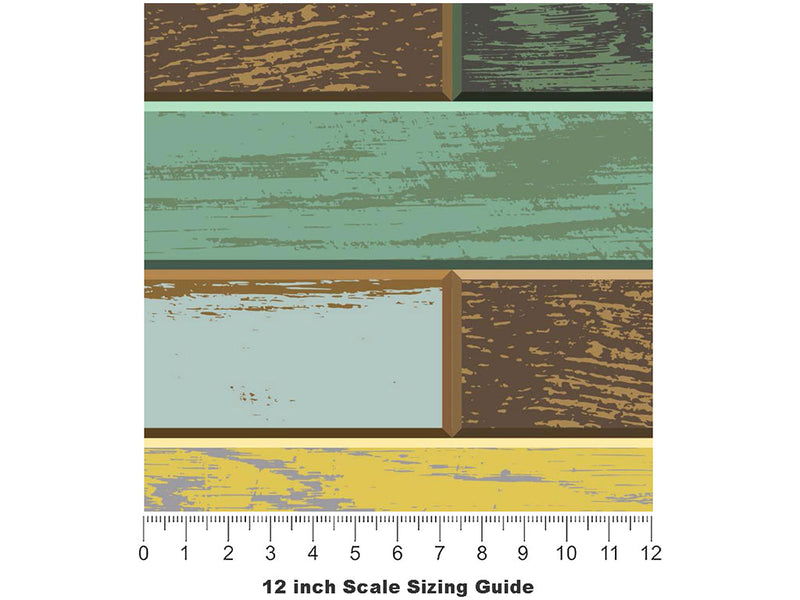 Sage Stain Wooden Parquet Vinyl Film Pattern Size 12 inch Scale~Rwraps Sage Stain Wooden Parquet Sizing Chart~3