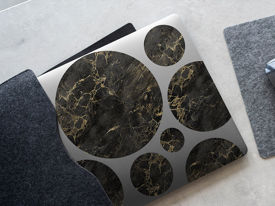 saint laurent black marble stone DIY Laptop Stickers