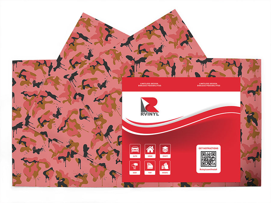 salmon graffiti camouflage Craft Vinyl Sheet Pack