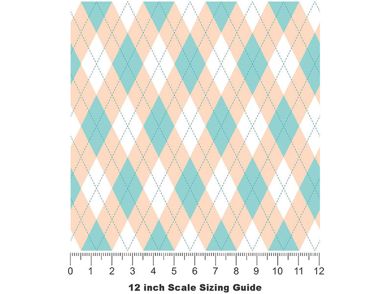 Salmon River Argyle Vinyl Film Pattern Size 12 inch Scale~Rwraps Salmon River Argyle Sizing Chart~2