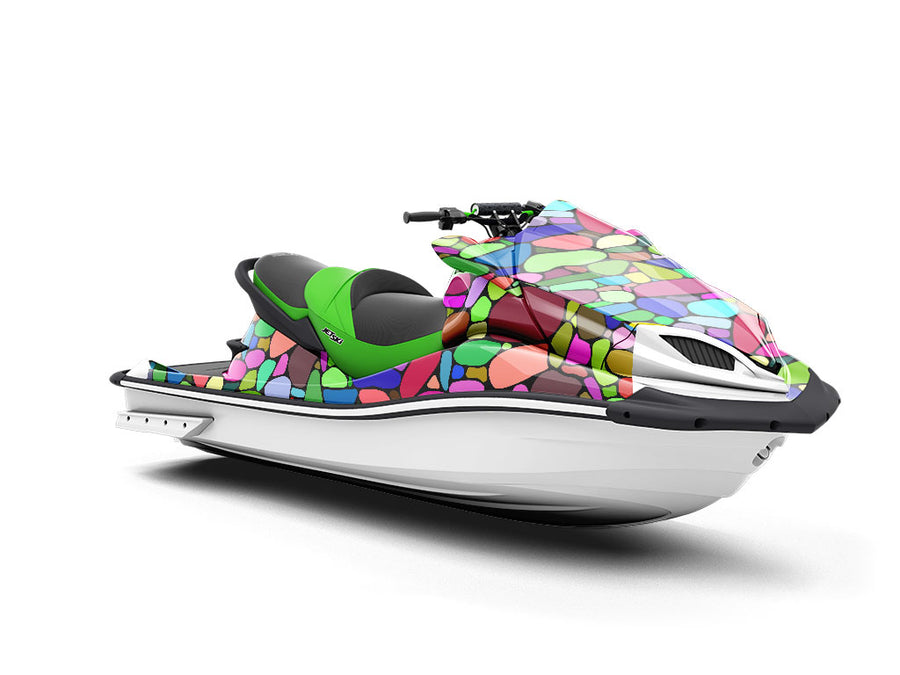 Saturated Rainbow Cobblestone Jet Ski Vinyl Customized Wrap