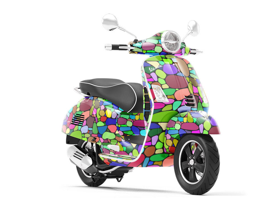 Saturated Rainbow Cobblestone Vespa Scooter Wrap Film