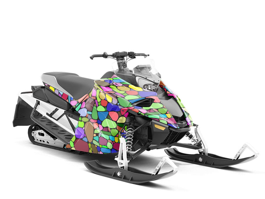 Saturated Rainbow Cobblestone Custom Wrapped Snowmobile