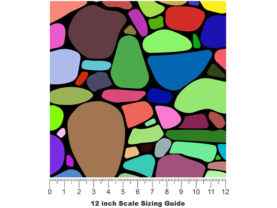 Saturated Rainbow Cobblestone Vinyl Film Pattern Size 12 inch Scale~Rwraps Saturated Rainbow Cobblestone Sizing Chart~3