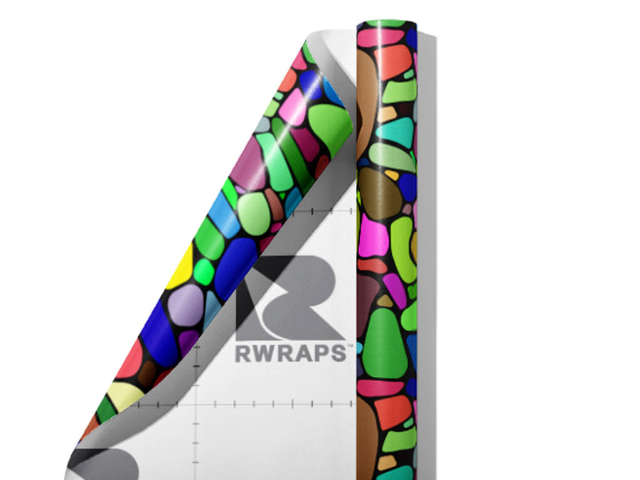 Saturated Rainbow Cobblestone Wrap Film Sheets~Rwraps Series 914 Saturated Rainbow Cobblestone Scrolled Sheet~4