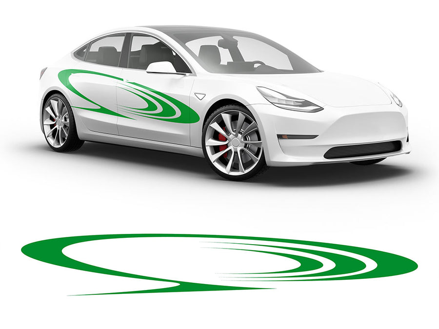 3M Bright Green Saturns Rings Body Graphic~Full Side Auto Decal Kit~0