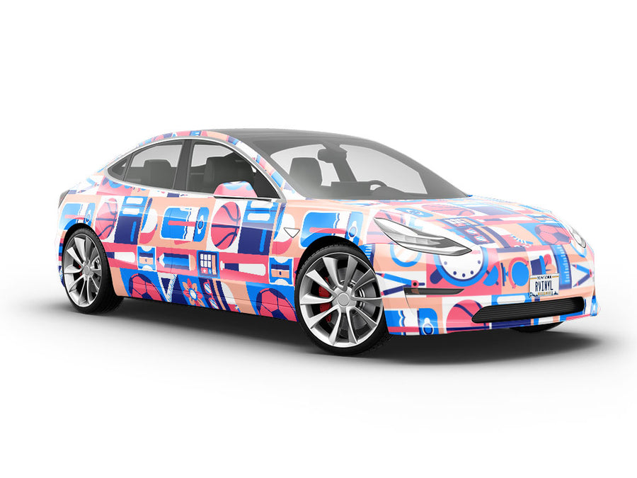 School Sports Mosaic Vehicle Vinyl Wrap