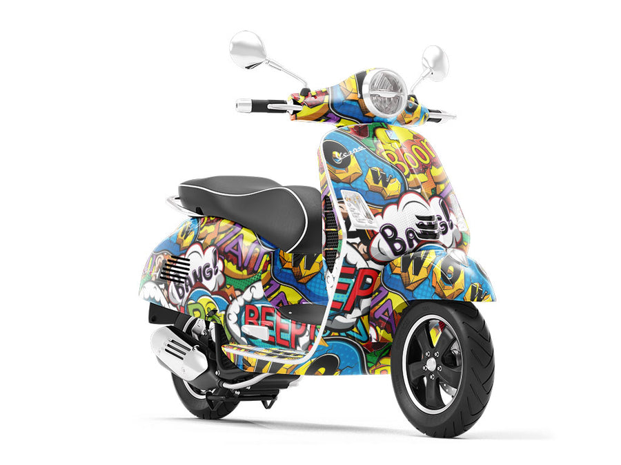 Sci-Fi Comic Sticker Bomb Vespa Scooter Wrap Film
